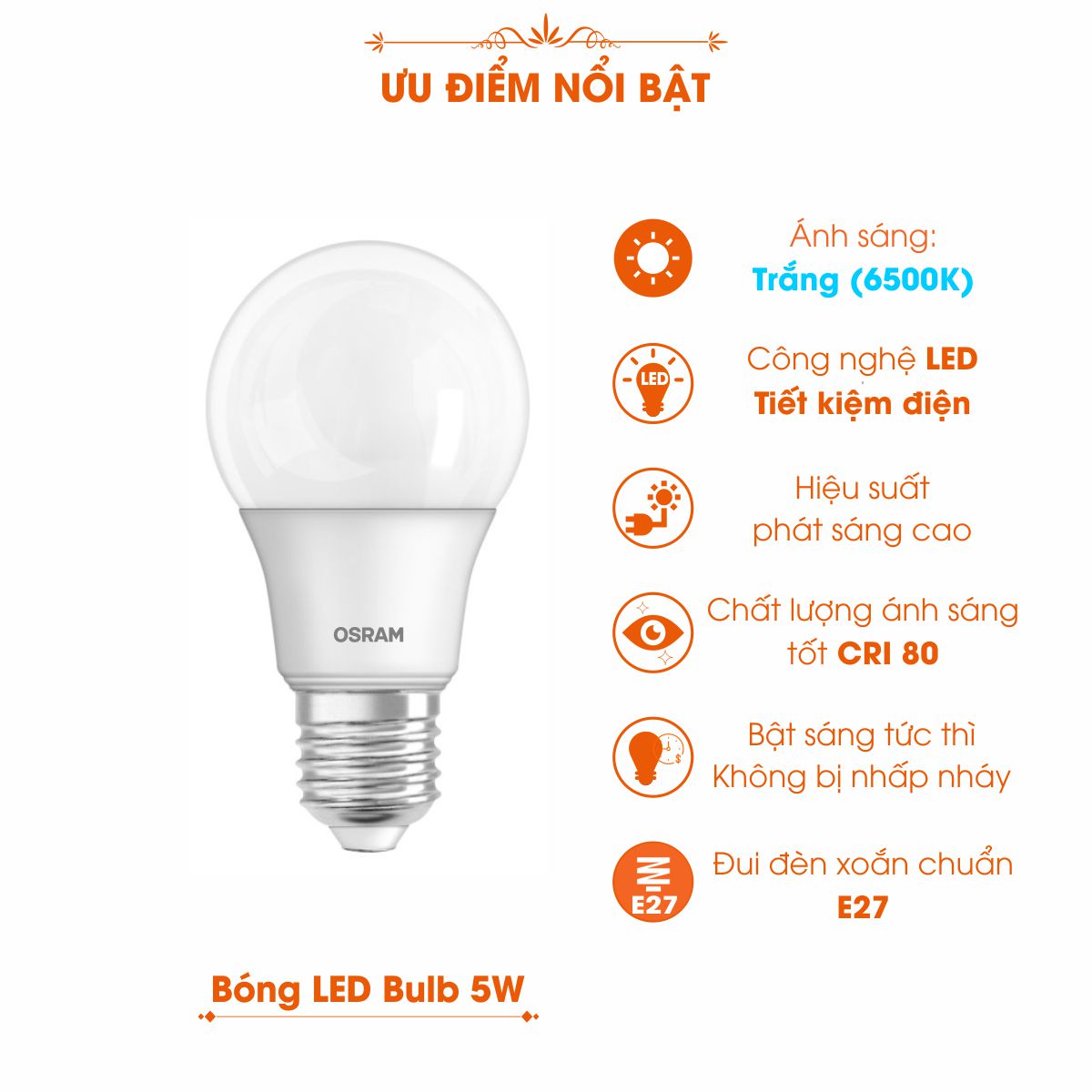 Bóng đèn LED Bulb E27 ECO CLASSIC A 5W OSRAM