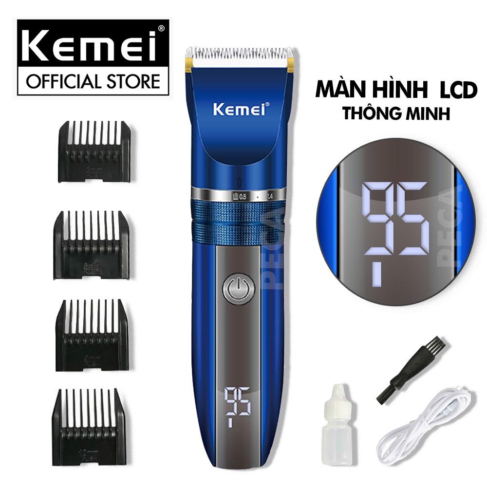 Tông đơ cắt tóc không dây Kemei KM-1086 màn hình LCD hiện pin thông minh dùng cho cá nhân và gia đình chính hãng
