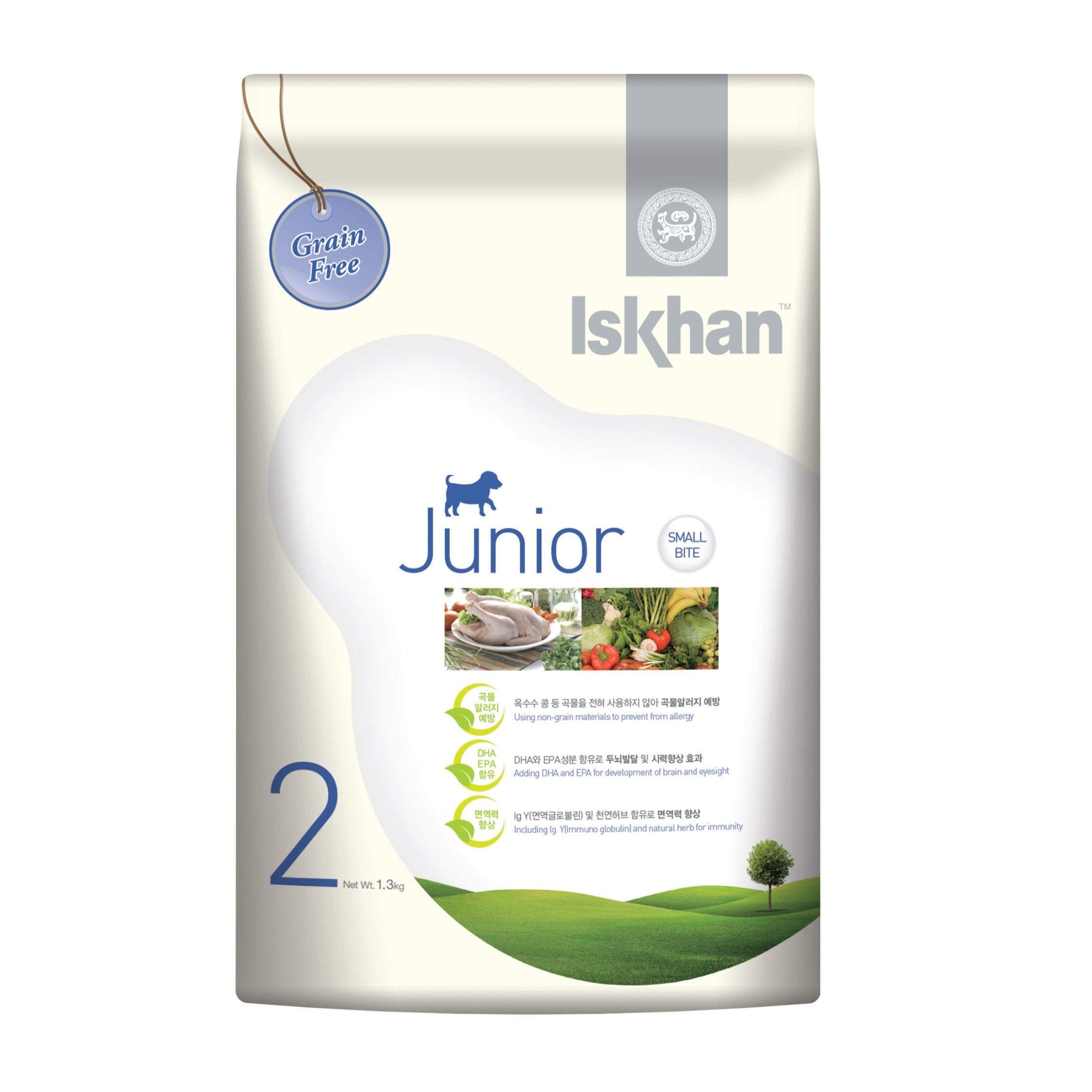 Thức ăn hạt Hàn Quốc ngăn ngừa dị ứng và hỗ trợ da lông cho chó con Iskhan Junior 1.2kg