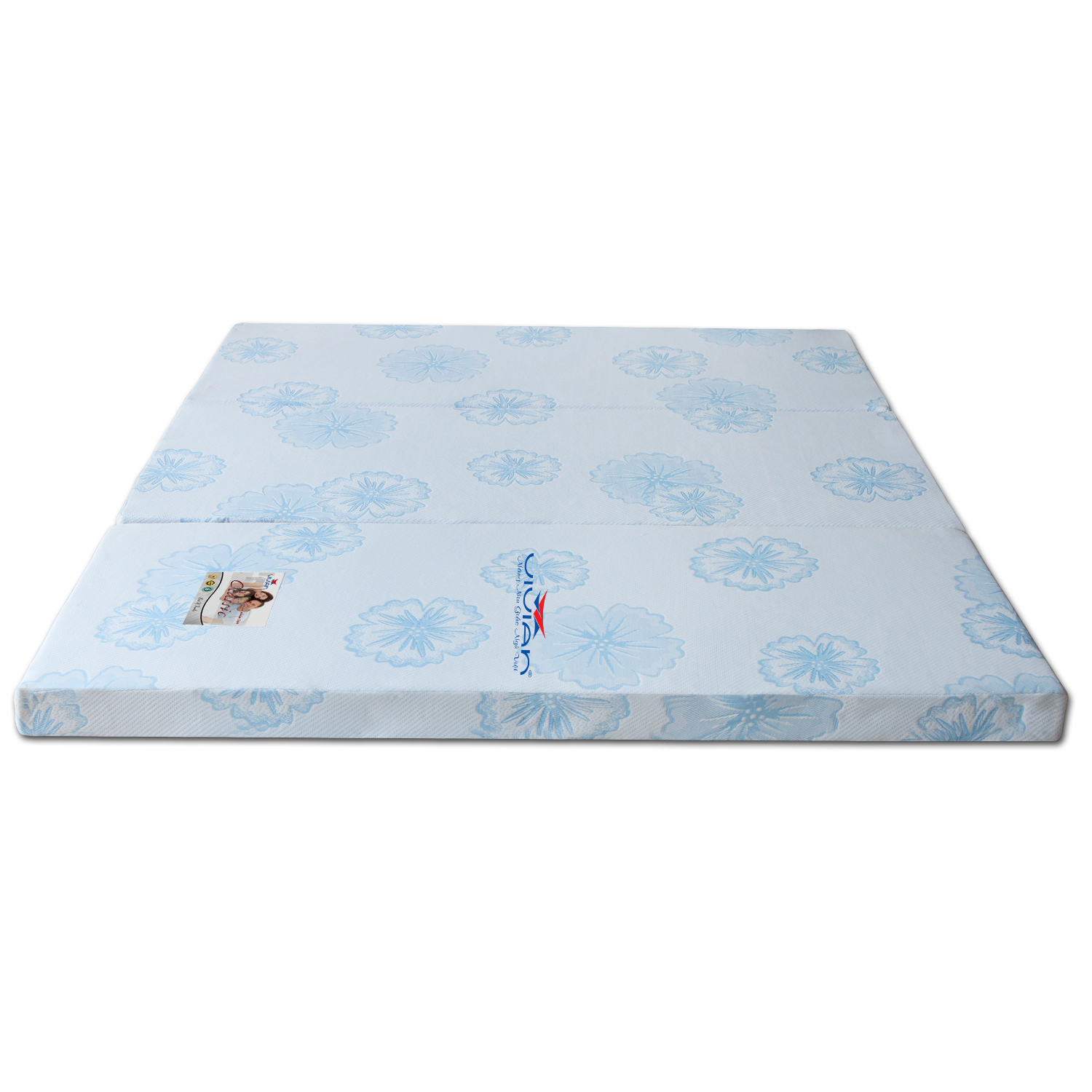 Nệm Cao Su CLASSIC Gấp 3 Vivian - Vải Gấm Damask Cao Cấp Không Chần