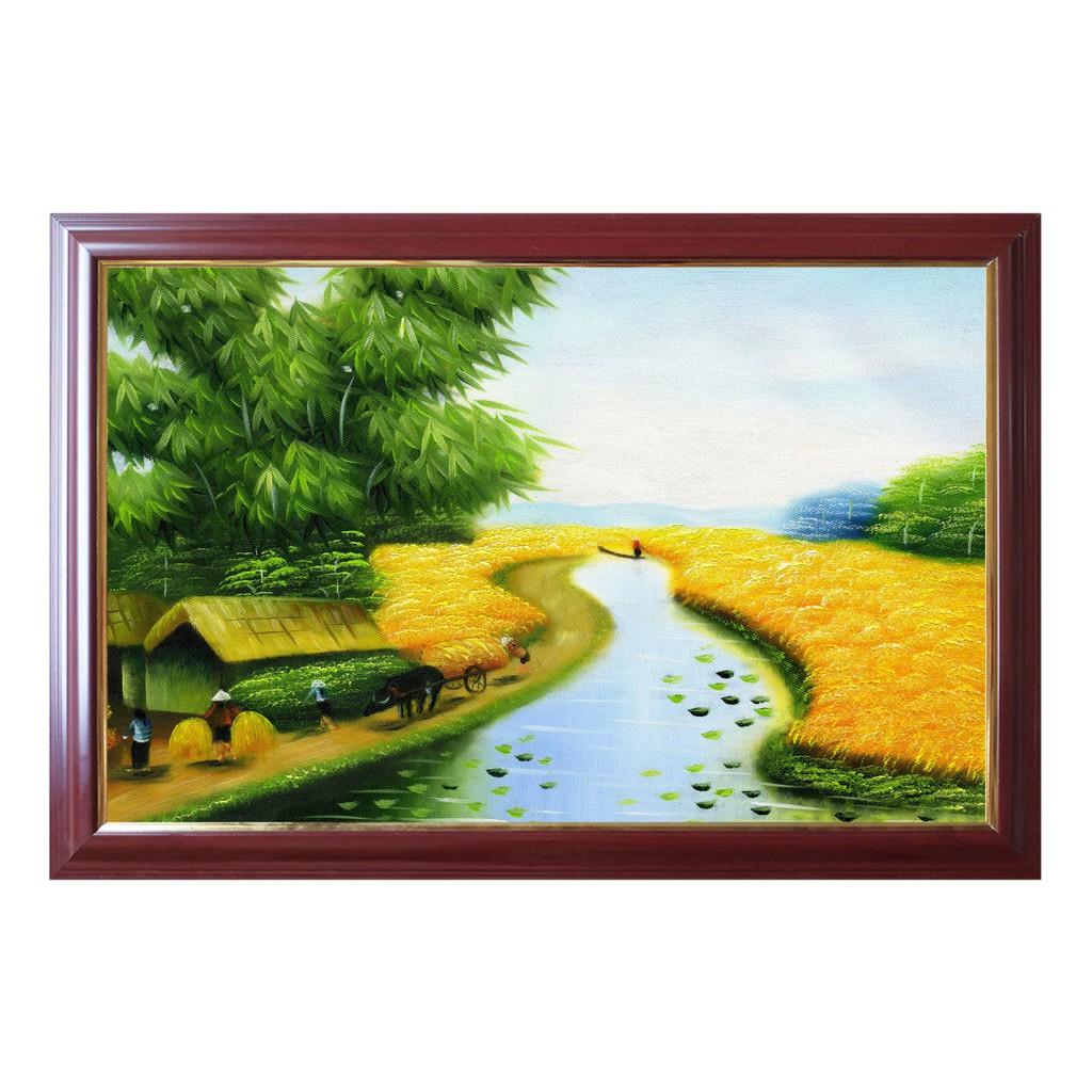 Tranh quê hương cánh đồng lúa chín, tranh treo tường nhà hàng TDQ-36