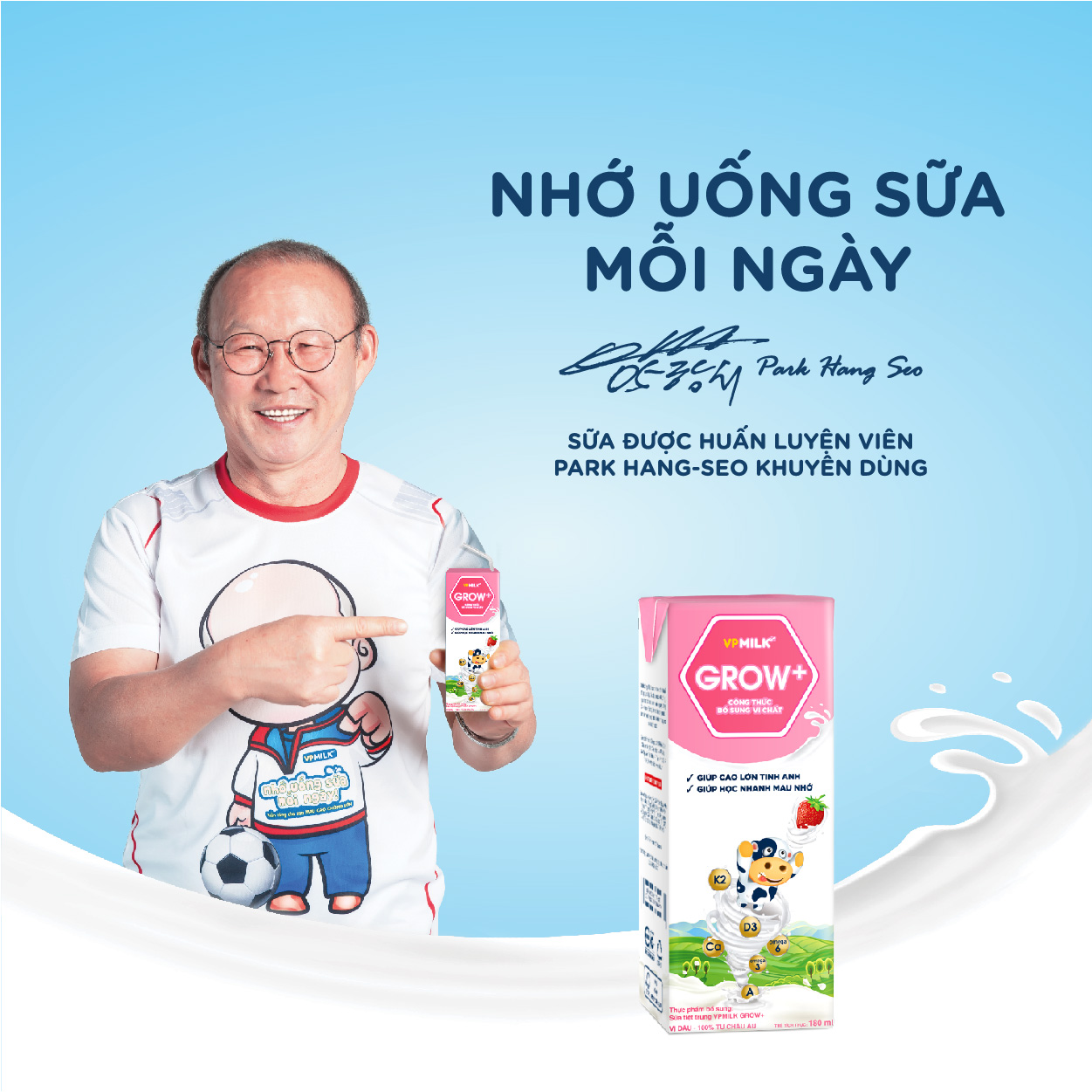 Sữa Tiệt Trùng Có Đường VPMilk Grow+ Vị Dâu Hộp 180ml