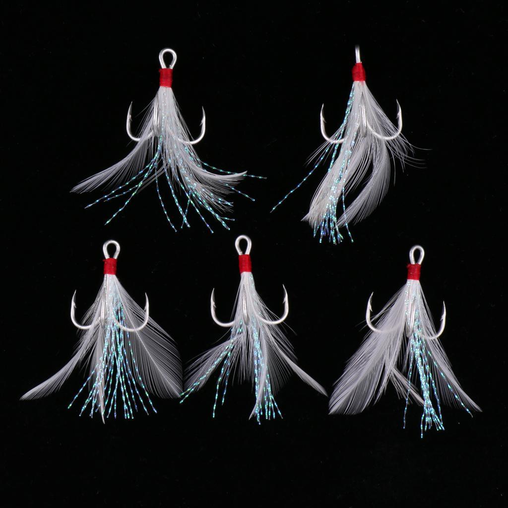 Saltwater Fishing Lure Bait Fishing Sequins Lures Rig Hook Tackle w/Feathers