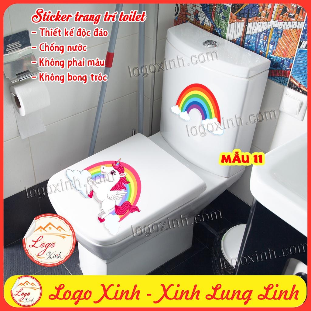 Combo 2 Tấm Dán Trang Trí Toilet Siêu Cute, Chất Liệu Decal Không Thấm Nước, Tem Trang Trí Nhà Vệ Sinh WC