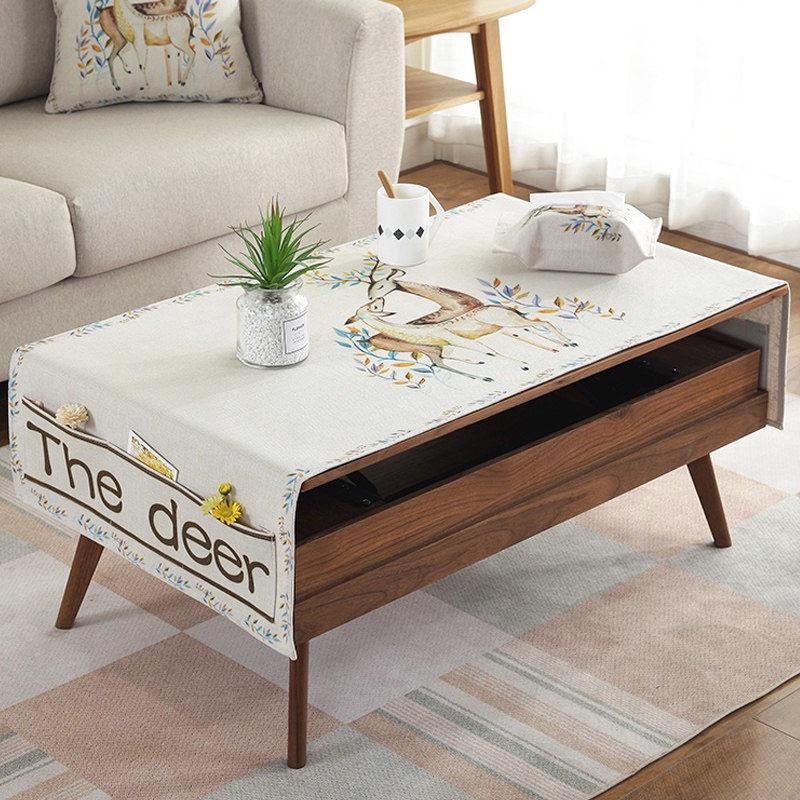 Khăn Trải Bàn Hình Chữ Nhật Bằng Vải Cotton Lanh Chống Thấm Nước Kèm Hộp Đựng Tiện Dụng