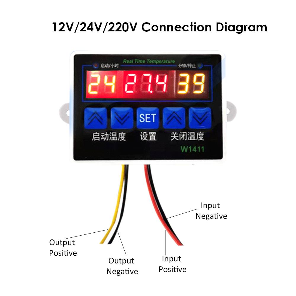 W1411 Intelligent Digital Temperature Controller NTC Sensor Temp Control Thermostat  for Freezer Fridge Hatching