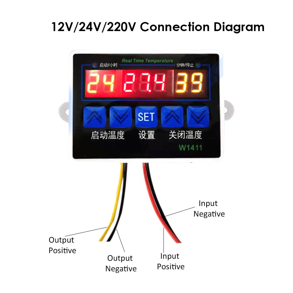 W1411 Intelligent Digital Temperature Controller NTC Sensor Temp Control Thermostat for Freezer Fridge Hatching