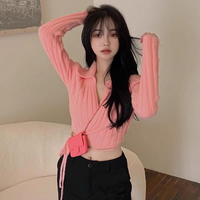 ÁO CROPTOP DÂY ĐAN ĐẮP CHÉO CỔ BẺ XINH XẮN