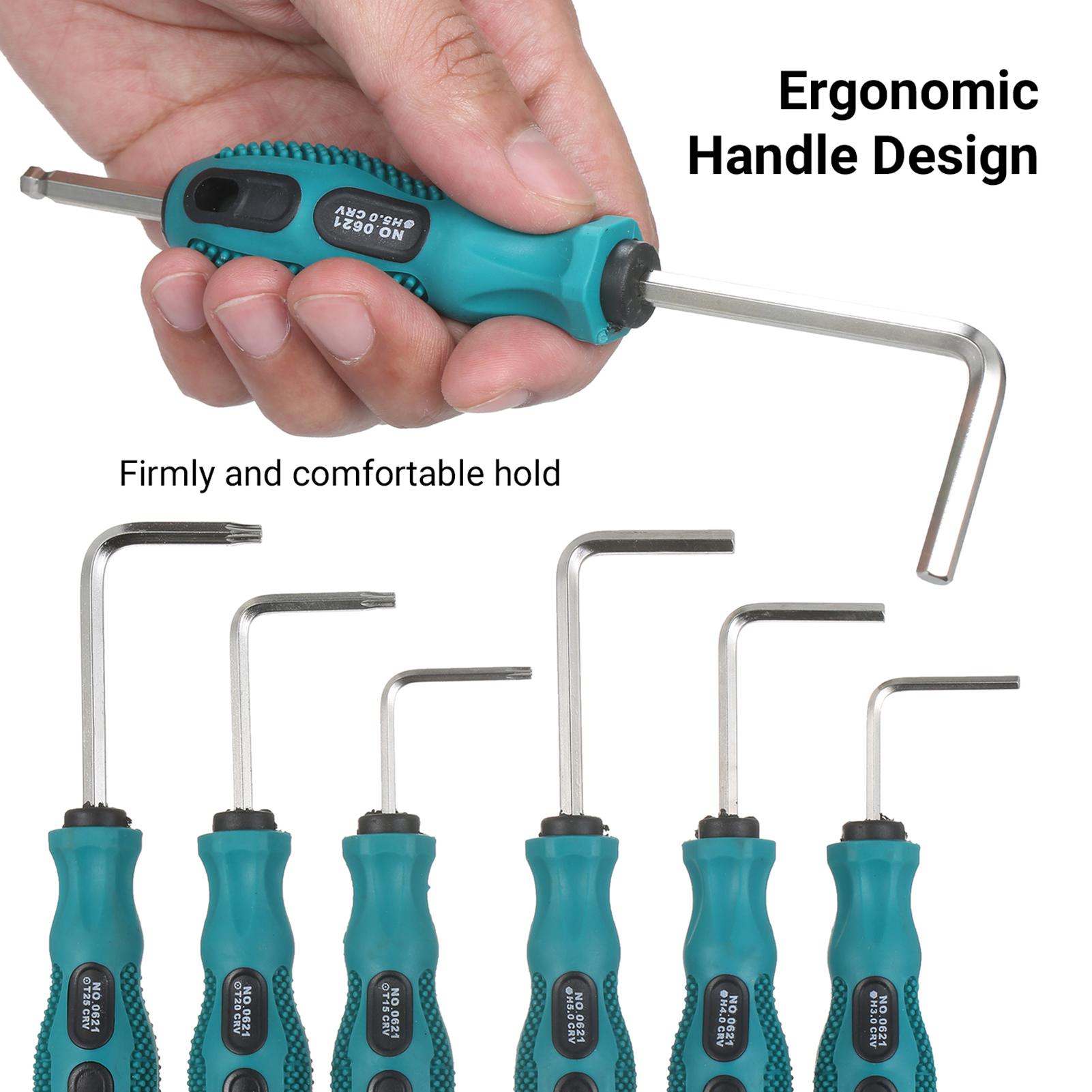 Allen Wrench Set Torx Wrench and Long Arm Ball End Hex Wrench Set Chrome Vanadium Steel Industrial Grade Metric L-Key