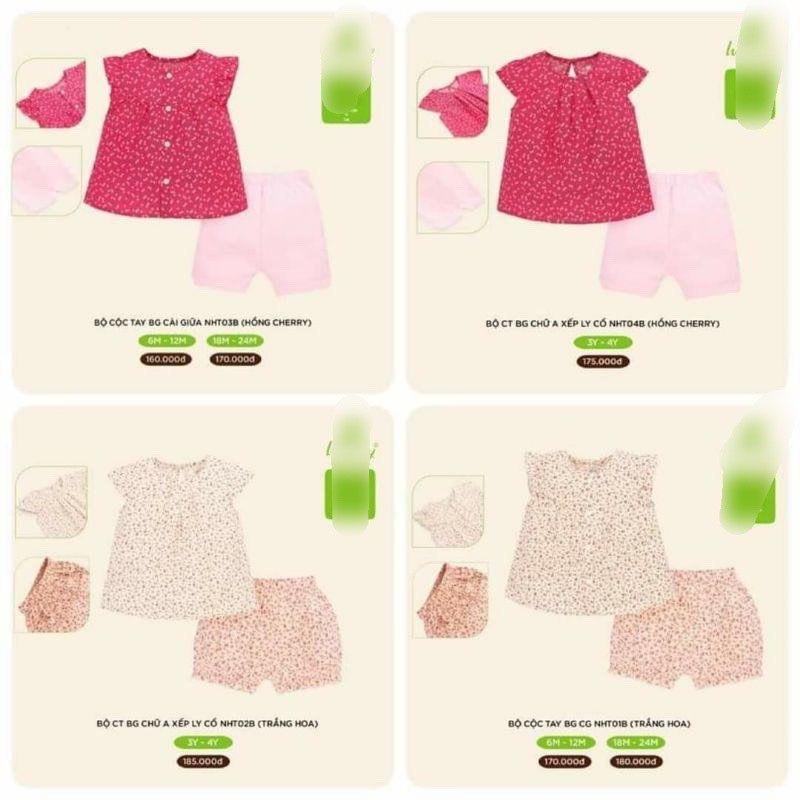 Bộ Llullbaby bé gái cotton polip siêu cưng bst 2020