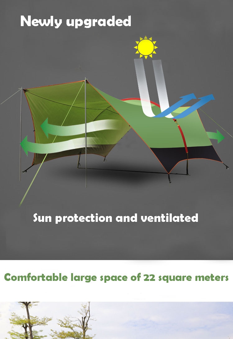 Mái che cắm trại siêu lớn Ultralarge Anti-Uv Summer Outdoor Super Large Camping Green|Brown