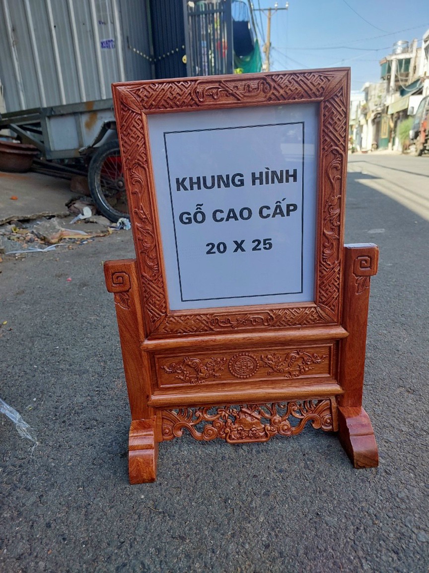 Khung ảnh thờ chạm khắc gỗ hương, Khung hình thờ gỗ cao cấp -Nhiều cỡ