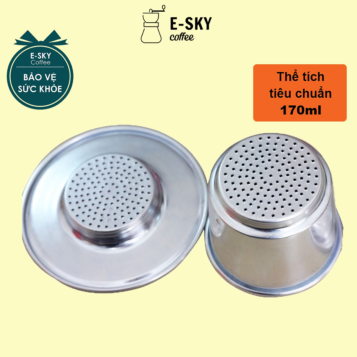 Phin Cà Phê Nhôm Nguyên Chất Không Sơn E-SKY COFFEE Size Nhỏ - 7cm - BTN