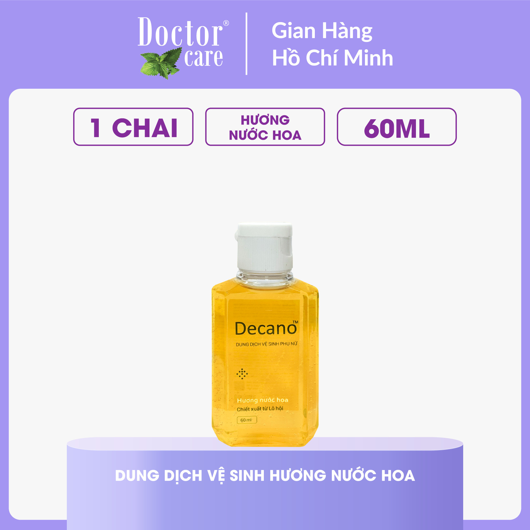 Dung dịch vệ sinh phụ nữ Doctor Care Decano 220ml chiết xuất lô hội kháng khuẩn ,duy trì độ ẩm