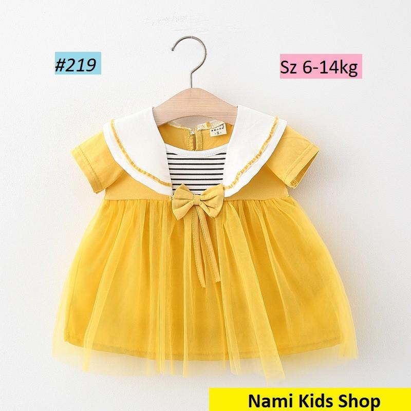 Áo váy thủy thủ đính nơ hàng cao cấp cho bé