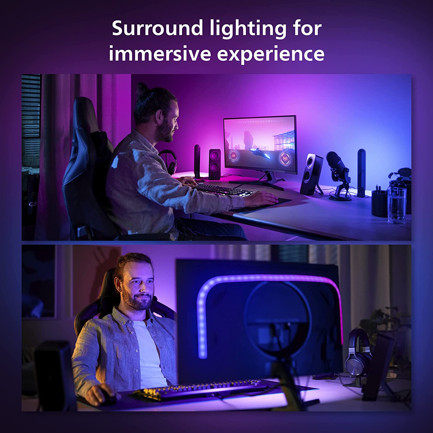 Đèn LED dây thông minh Phillips Hue Play Gradient Lightstrip for PC 16 triệu màu cho máy tính - Hàng Chính Hãng