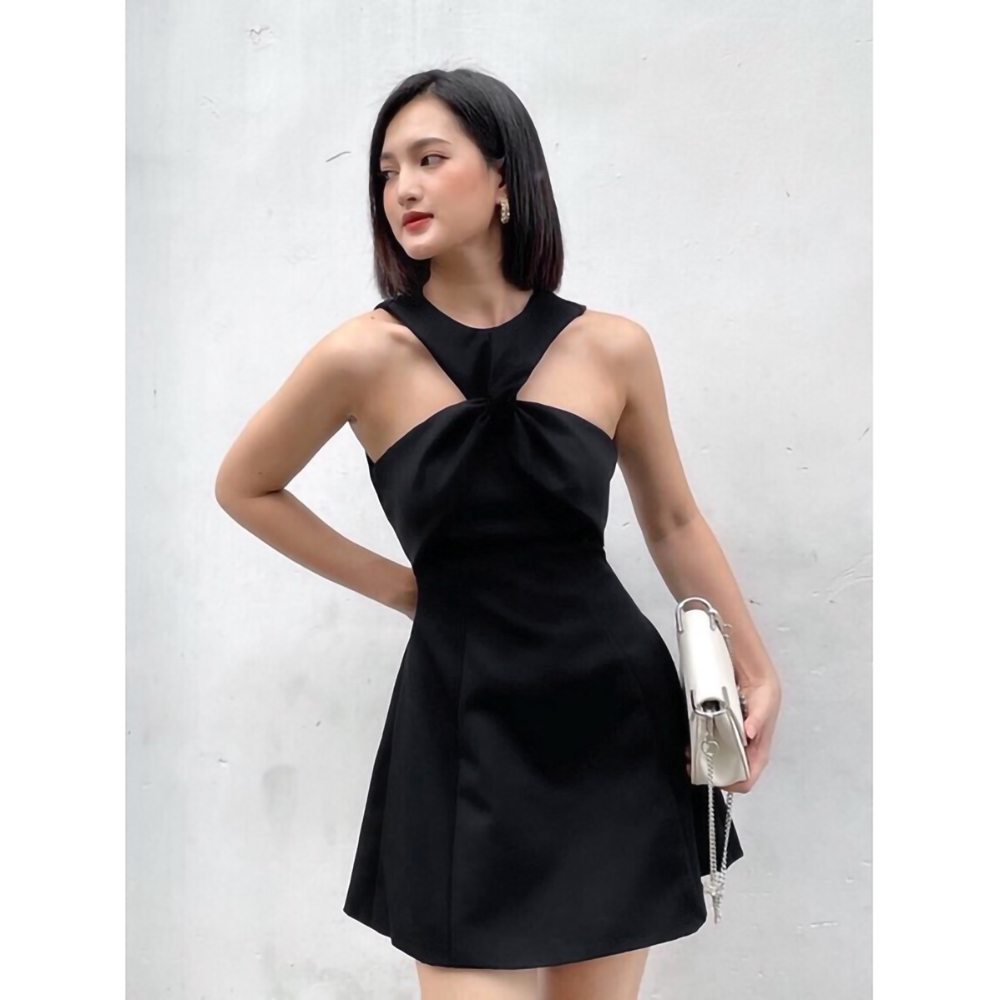 Đầm xòe thiết kế cổ xoắn dễ thương chất liệu cotton lạnh cao cấp phù hợp dự tiệc, đi chơi, dạo phố MN176
