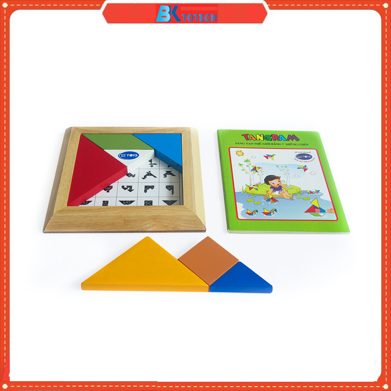 Đồ chơi trí uẩn 7 mảnh, Tangram đôi, đơn - Đồ chơi gỗ Winwintoys