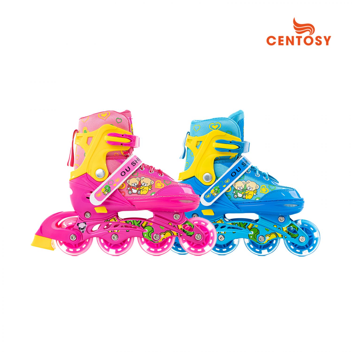 Giày patin combo giày đầy đủ phụ kiện cho bé, 8 bánh đèn phát sáng Centosy 9062