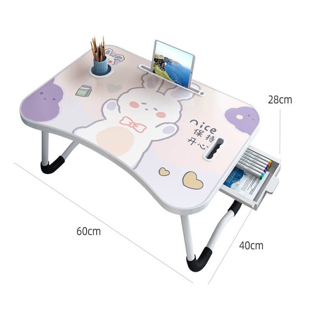 Bàn học gấp gọn thông minh có khe cắm điện thoại và Ipad ô để ly khỏi đổ có quai sách .