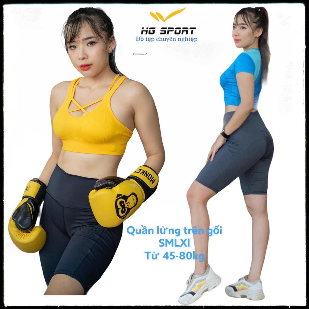 Quần Tập Gym Nữ, Yoga, Thể Dục Thể Thao Ngắn Biker, Quần Lửng Lưng Cao, túi cạnh từ 45 - 76 kg QN302