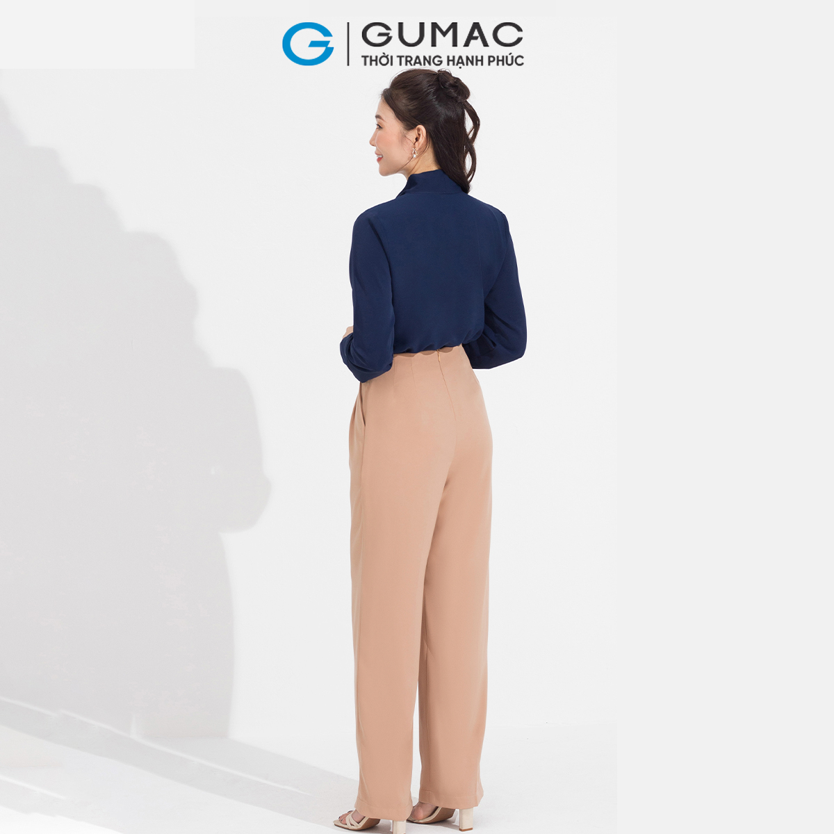 Quần tây nữ suông chiết ly đính nút tôn dáng thanh lịch GUMAC QD05004