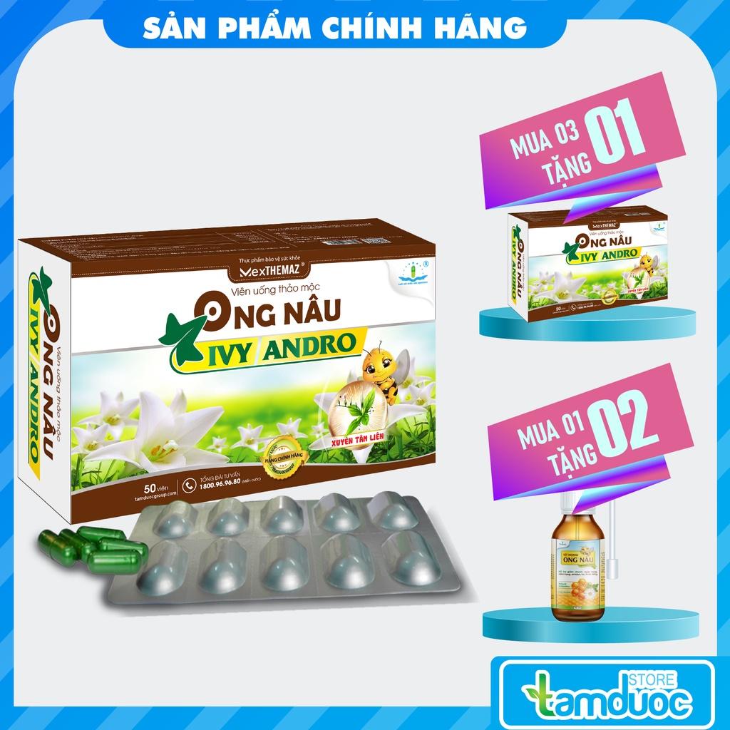 Viên Uống Thảo Mộc ONG NÂU IVY ANDRO Xuyên Tâm Liên (Hộp 50 Viên) Hỗ Trợ Giảm Ho, Giảm Đờm, Đau Rát Họng