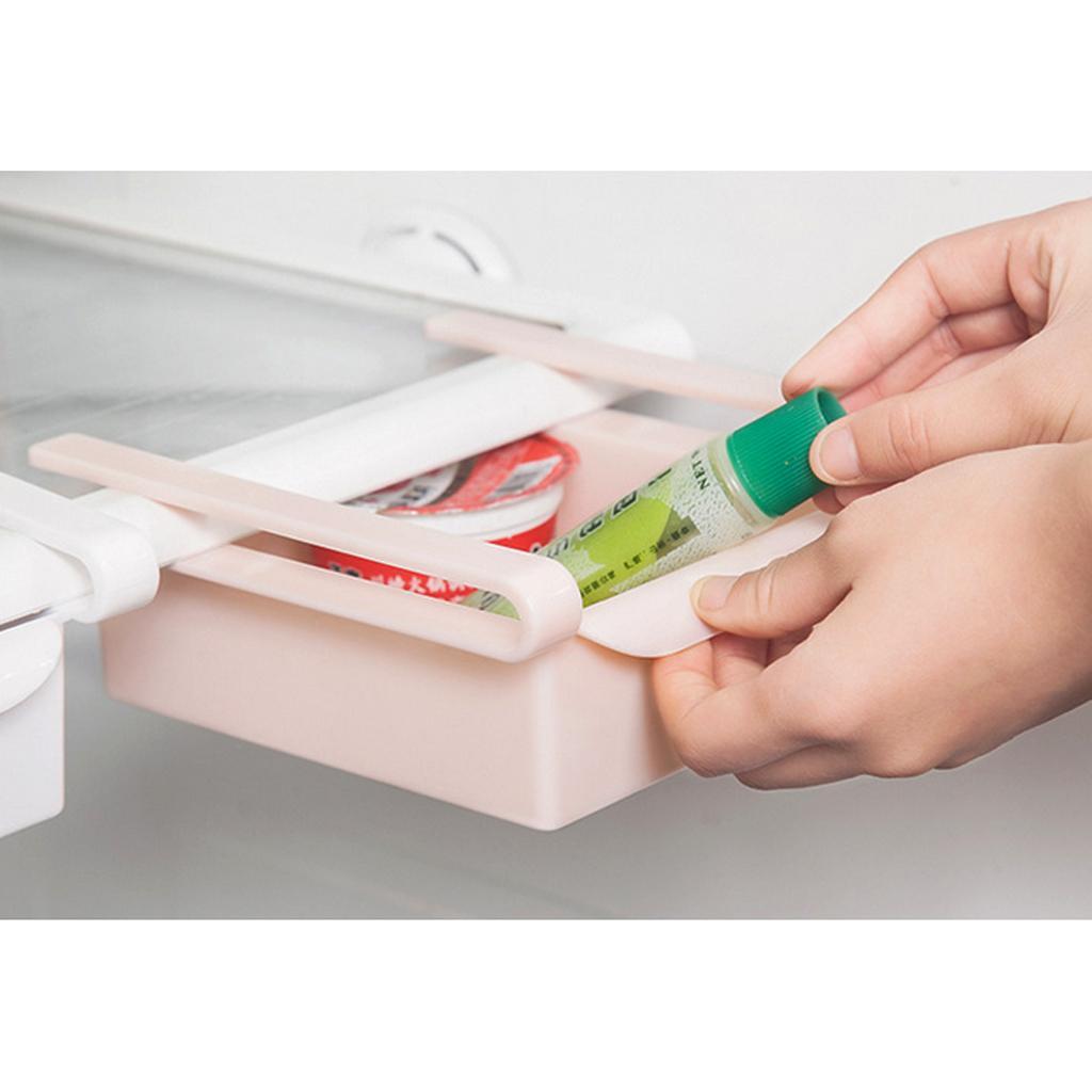 2x Fridge Table Space Saver Storage Box Food Organizer Rack Holder Pink