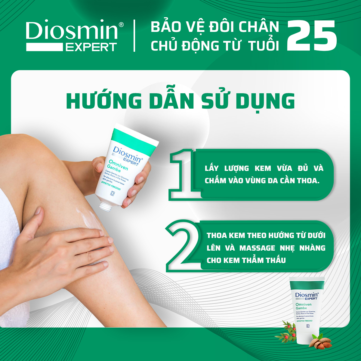 Combo 2 Kem bôi suy giãn tĩnh mạch Diosmin Expert