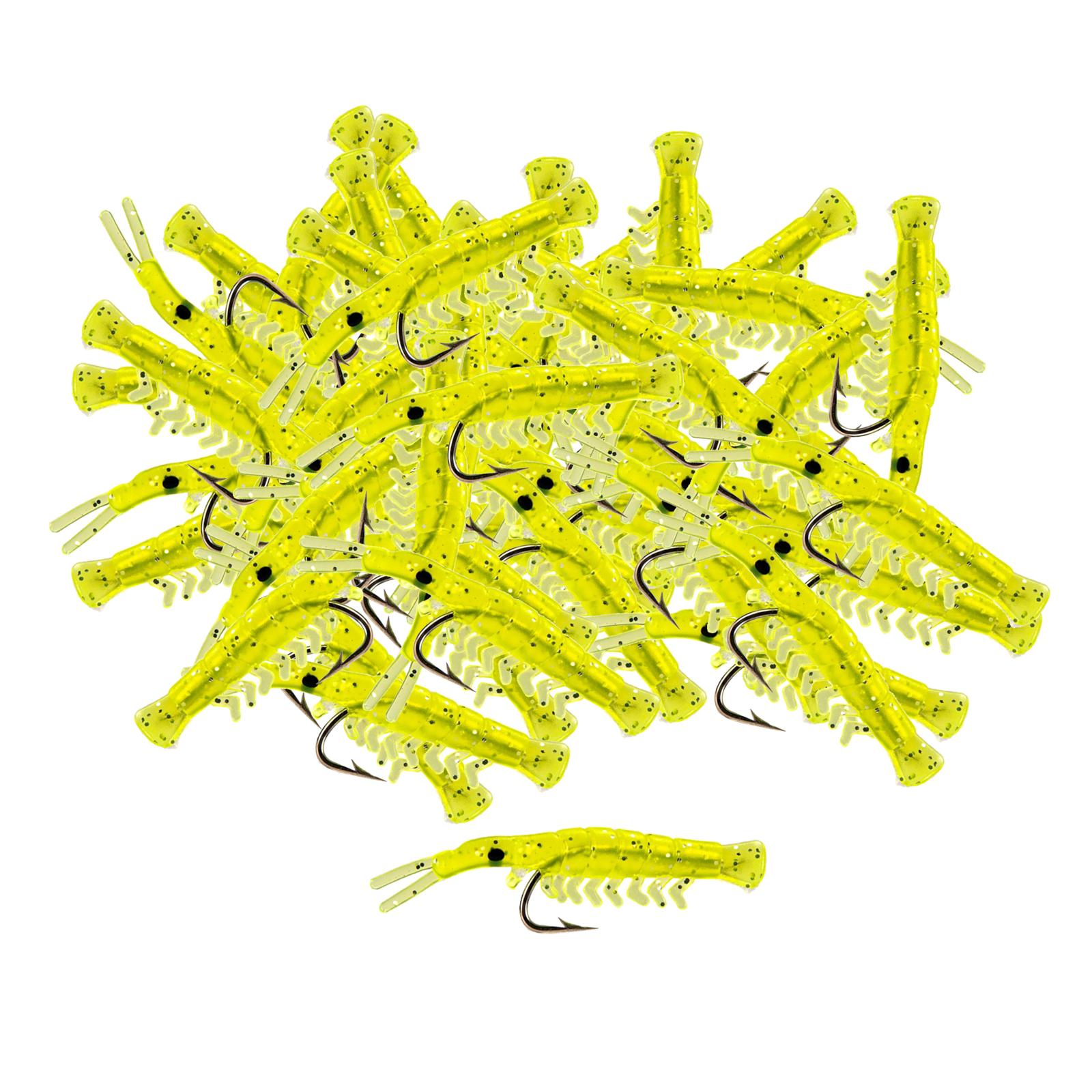 50 Pcs Fishing Silicone Shrimp Lures Hooks Tackle Bait Lures