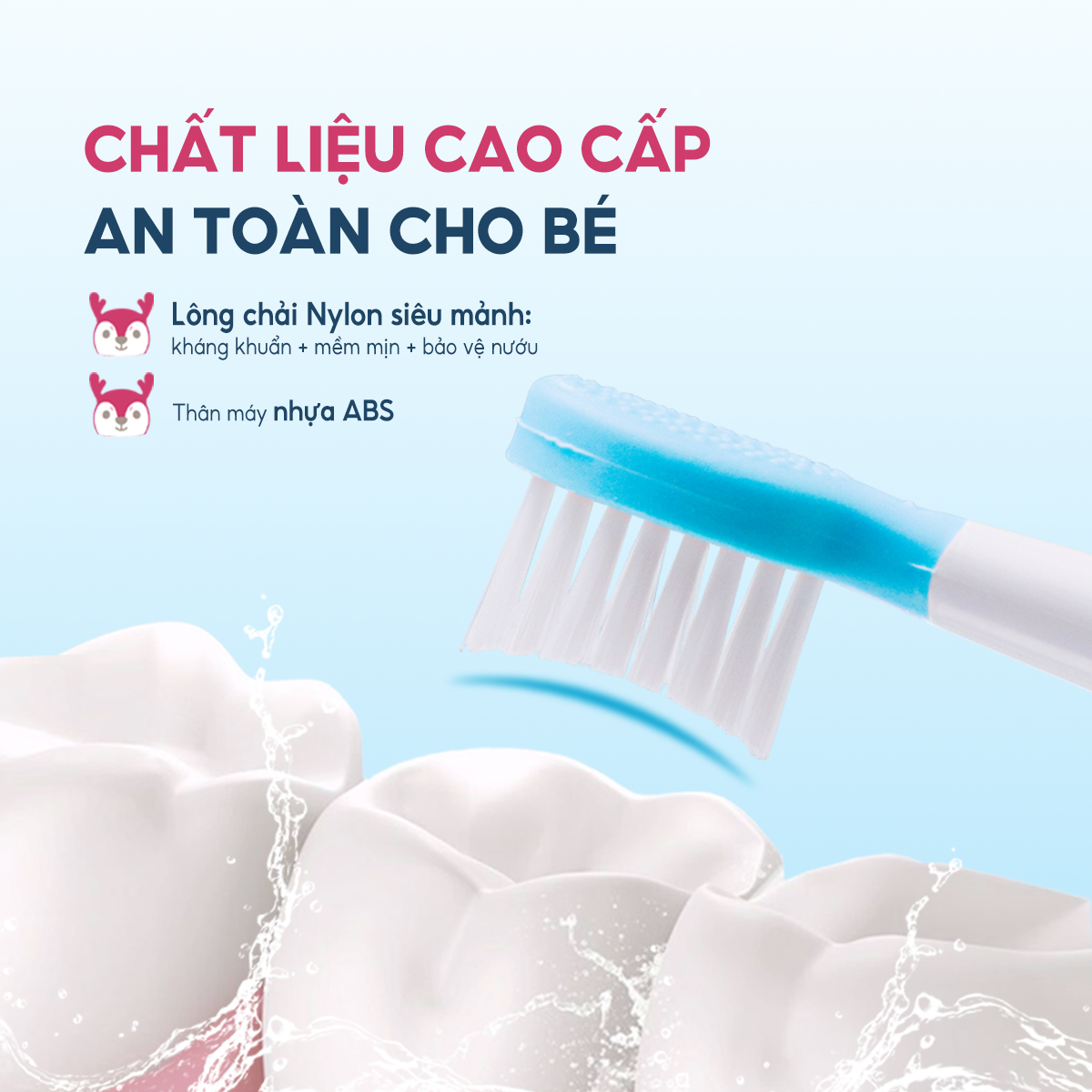 Bàn chải điện thông minh cho bé Lebenlang LBL3021,thiết kế đáng yêu, chống thấm nước IPX7, 3 chế độ, bảo hành 2 năm - hàng chính hãng