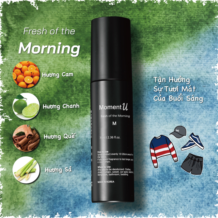 Xịt Thơm Quần Áo Đa Năng Moment U Dành Cho Nam Giới Hương Fresh Of The Morning
