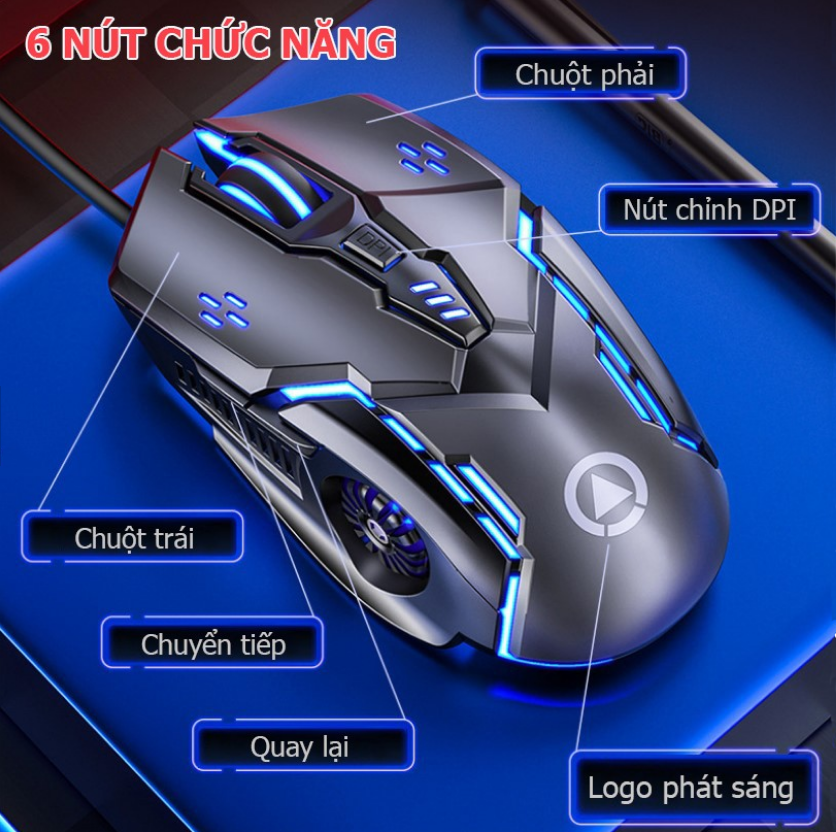 Chuột máy tính có dây G5, chuột gaming DPI 4 cấp độ, hiệu ứng đèn nền đổi 7 màu- Hàng chính hãng