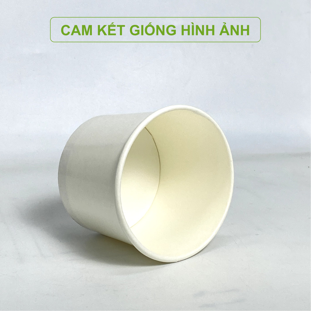 50 tô giấy trắng (260gsm) 12oz - 360ml, 16oz - 450ml, 32oz - 946ML dùng một lần có nắp, đựng kem, cháo, súp cua