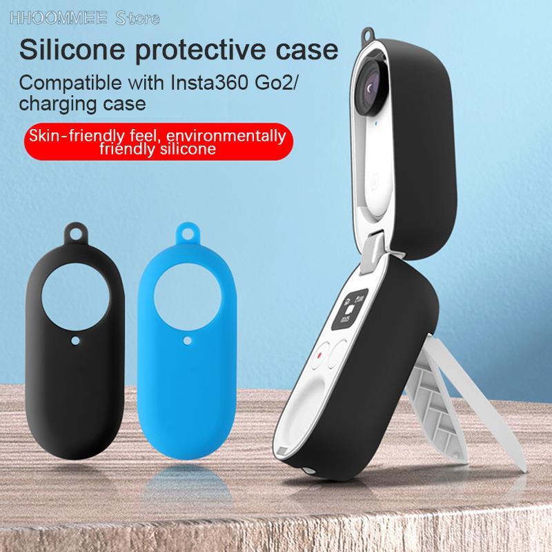Vỏ bảo vệ silicon với nắp ống kính cho Insta360 Go 2 Bộ ảnh bảo vệ silicon phụ kiện máy ảnh hành động thể thao ổn định