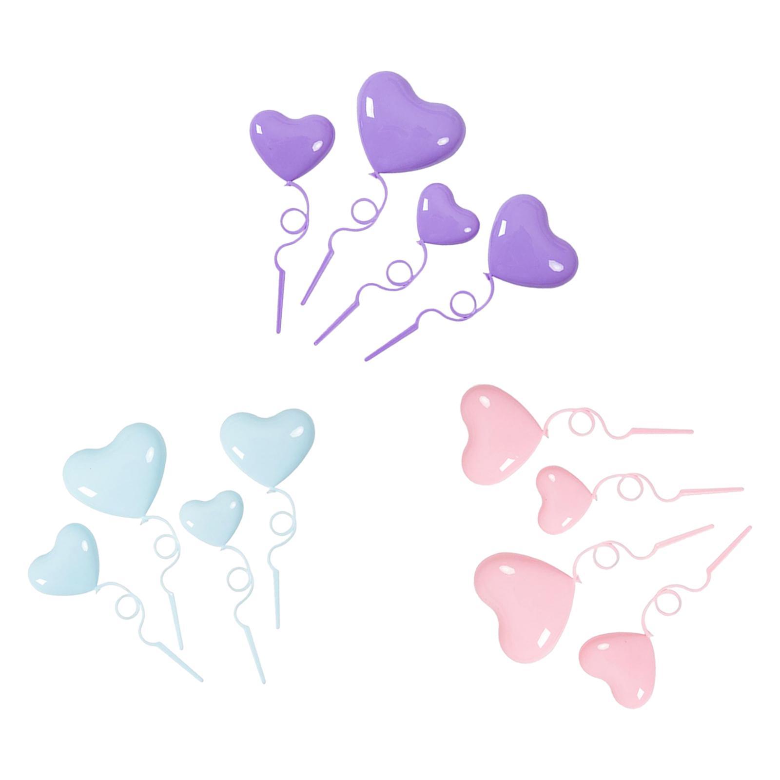 12x Cake Decorations Heart Shape 3D Love Ornaments