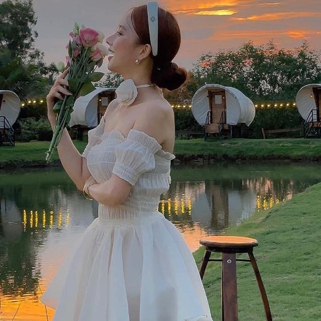 Đầm tiểu thư, Đầm babydoll nhún eo xòe chất tơ cực đẹp Trendy Clothing