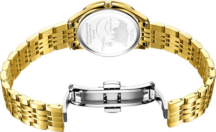 Đồng hồ nữ mặt xà cừ đính đá chĩnh hãng Thụy Sĩ TOPHILL TE050L.S2687
