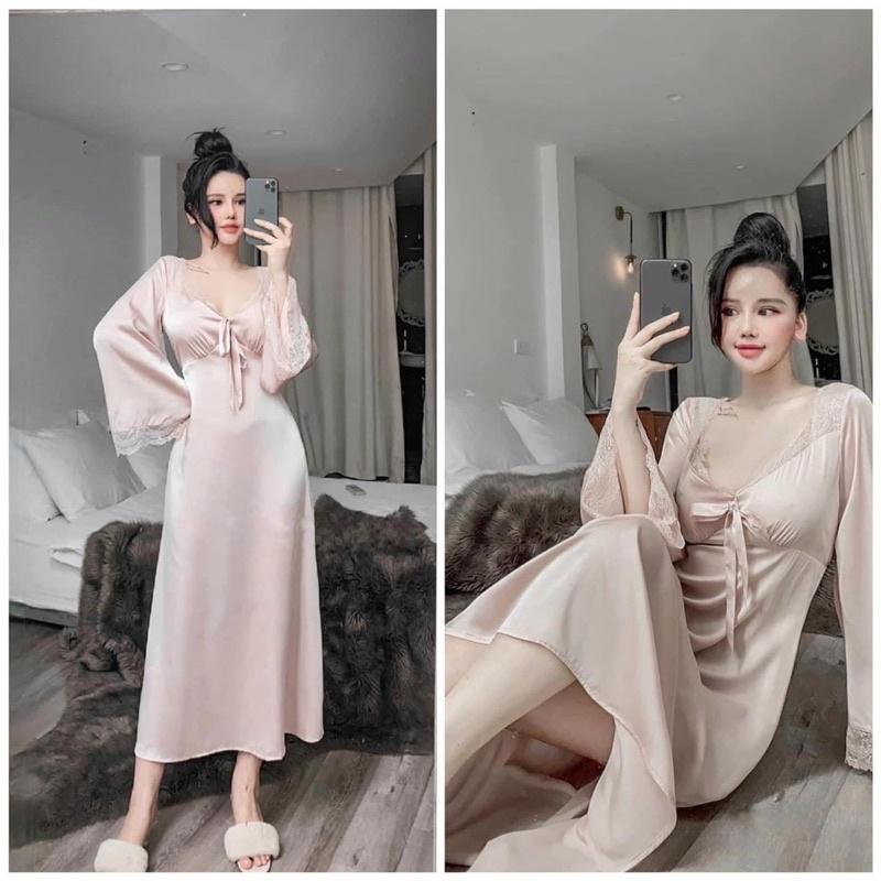 VÁY NGỦ LỤA SATIN CAO CẤP TAY DÀI