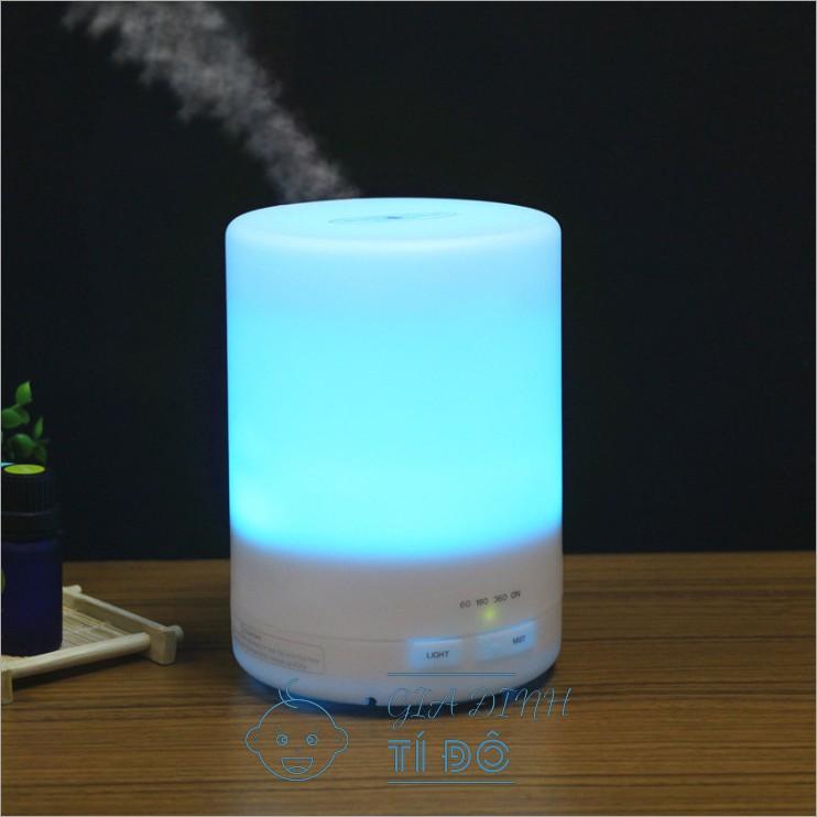 Máy Khuếch Tán Tinh Dầu Siêu Âm Cao Cấp Hình Trụ Dung Tích 300ml Có Đèn Led 7 Màu