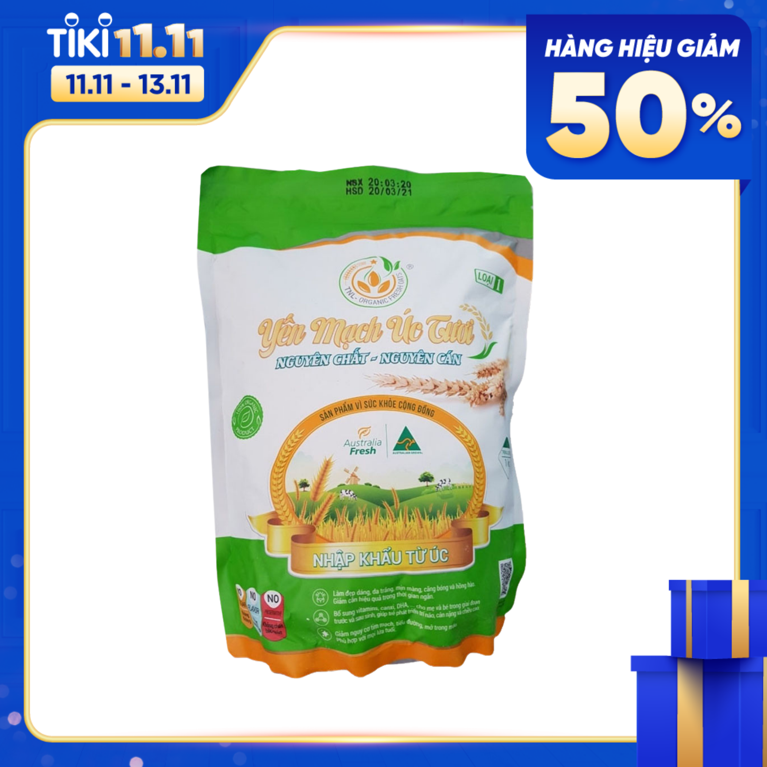 YẾN MẠCH ÚC TƯƠI NGUYÊN CHẤT NGUYÊN CÁN LOẠI 1(Gói 1kg)