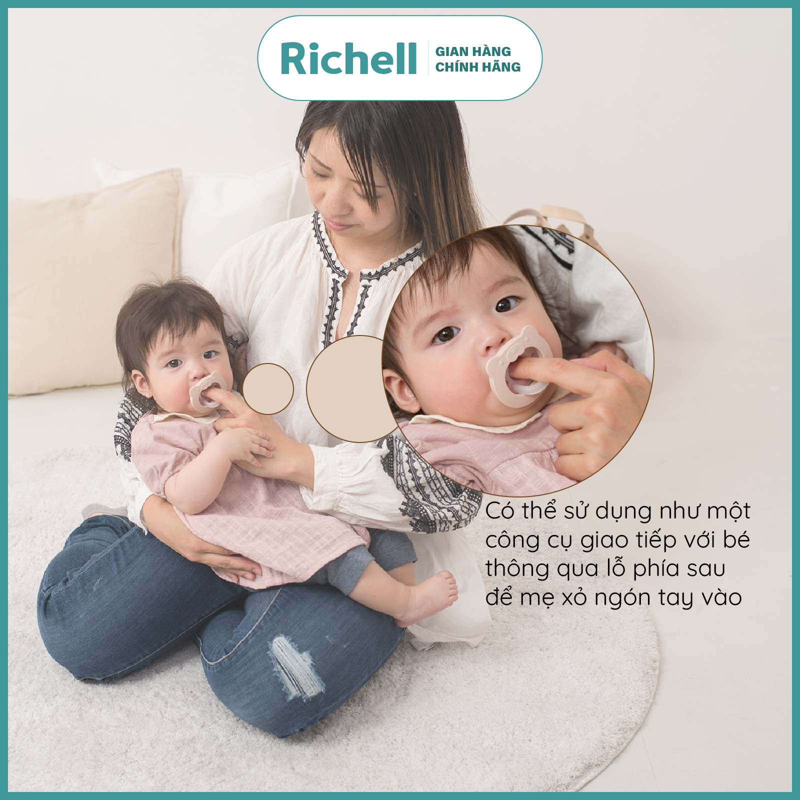 Ty ngậm Richell Nhật Bản cho bé từ 0 tháng có hộp đựng | Baby