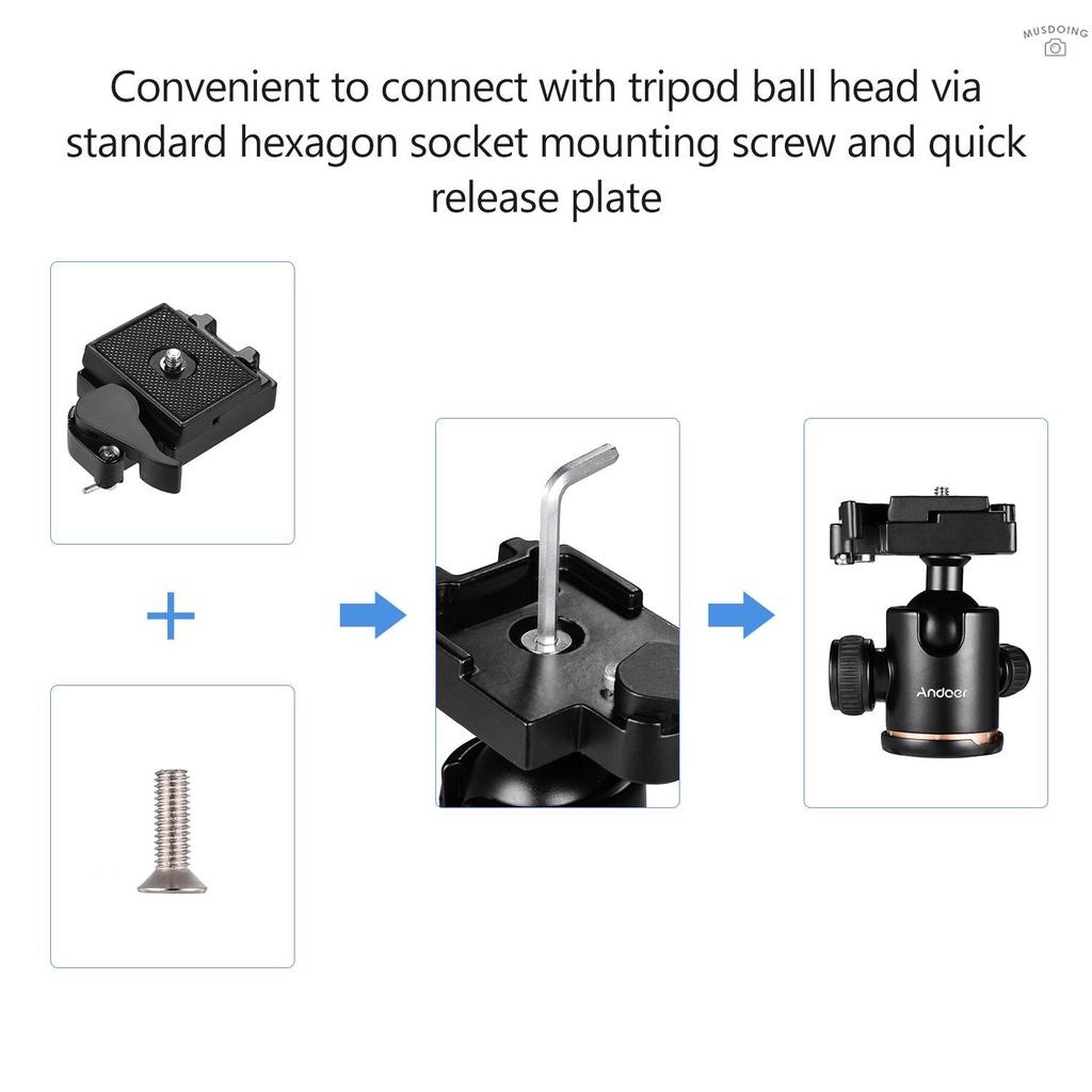 Đĩa Qr Andoer Bằng Hợp Kim Nhôm Với Ốc Vít 1 / 4 Inch 1 / 4 Inch-3 / 8 Inch Màu Đen Cho Chân Máy Ảnh Dslr