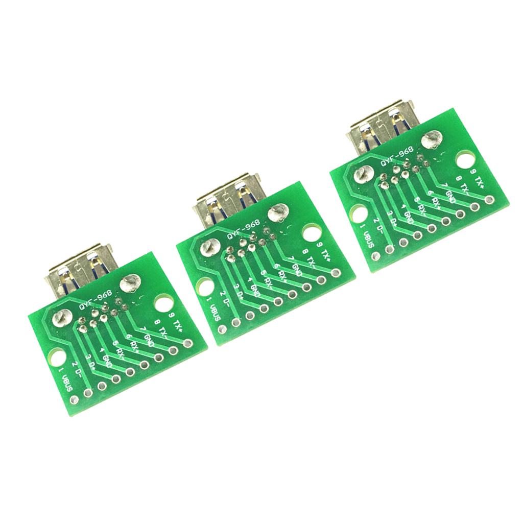 3PCS USB 3.0 Female To DIP Board Module 9pin Adapter Converter