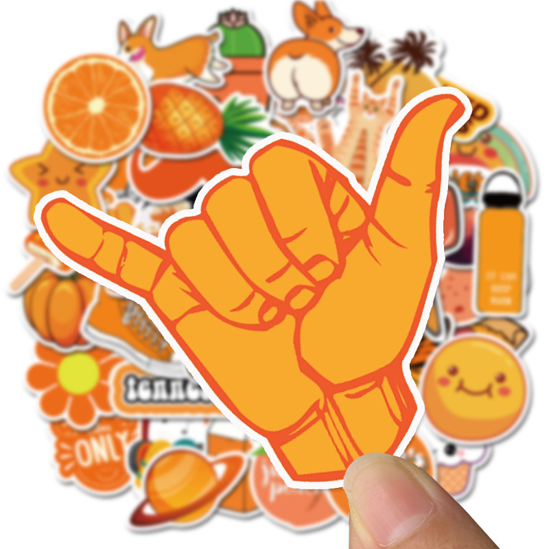 Sticker 50 miếng hình dán Orange Stub