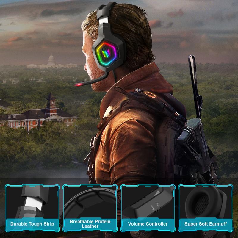 RGB LED Gaming Tai Nghe Cho Máy Tính PS4 PS5 Trên Tai Game Thủ Tai Nghe Có Micro Chống Ồn Điện Thoại Máy Tính Chơi Game Mũ Bảo Hiểm
