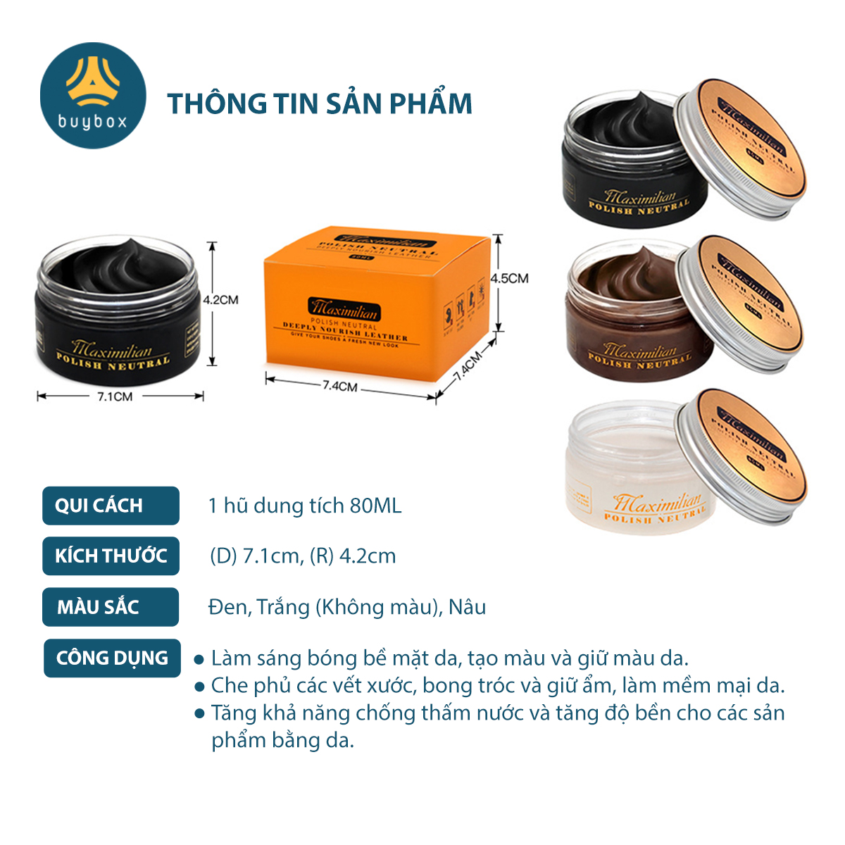 Xi đánh giày, vệ sinh đồ da, mùi hương dịu nhẹ, làm sạch và bảo dưỡng giày da hiệu quả - BuyBox - BBPK318