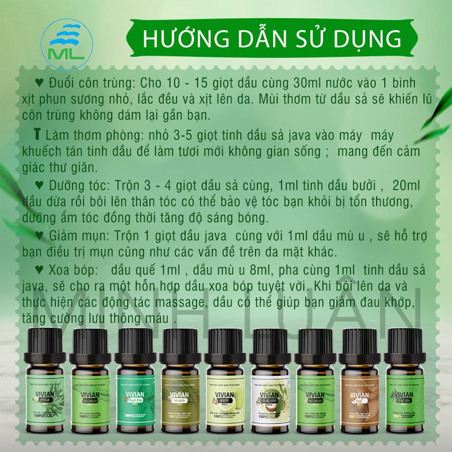 Tinh dầu sả Java thiên nhiên Vivian có kiểm định chất lượng
