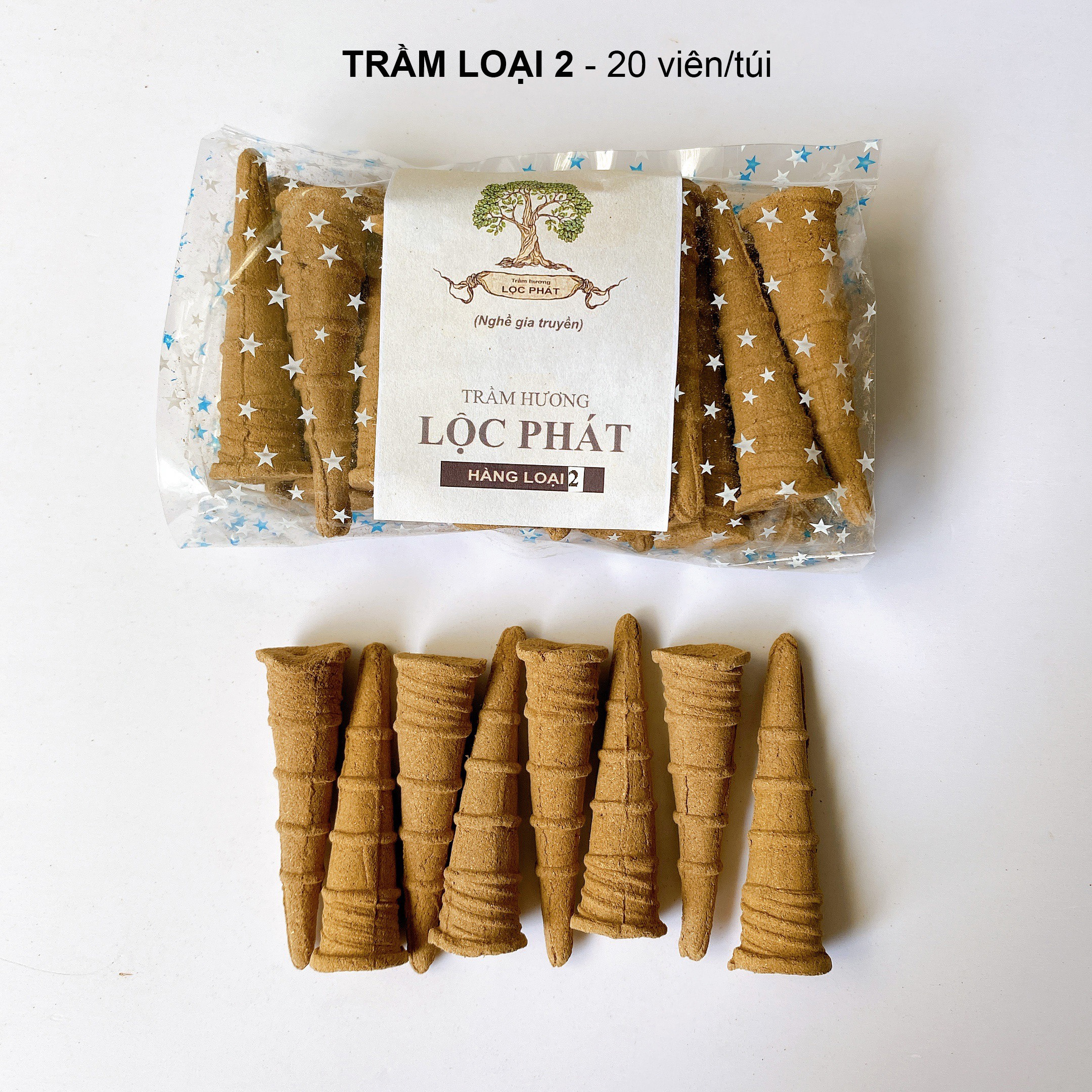 Nụ Trầm Hương Lộc Phát - Trầm Loại 2 - Trầm Tự Nhiên (túi 20 viên)