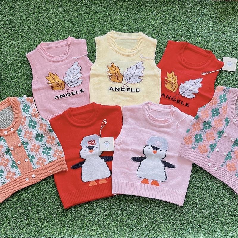 Áo gile len bé gái chất liệu len mềm mịn, hoạ tiết dễ thương bé nào cũng thích